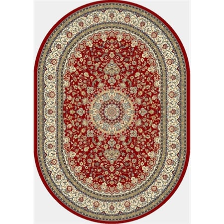 Dynamic Rugs Ancient Garden 6 ft. 7 in. x 9 ft. 6 in. Oval 57119-1414 Rug - Red/Ivory ANOV71057119141